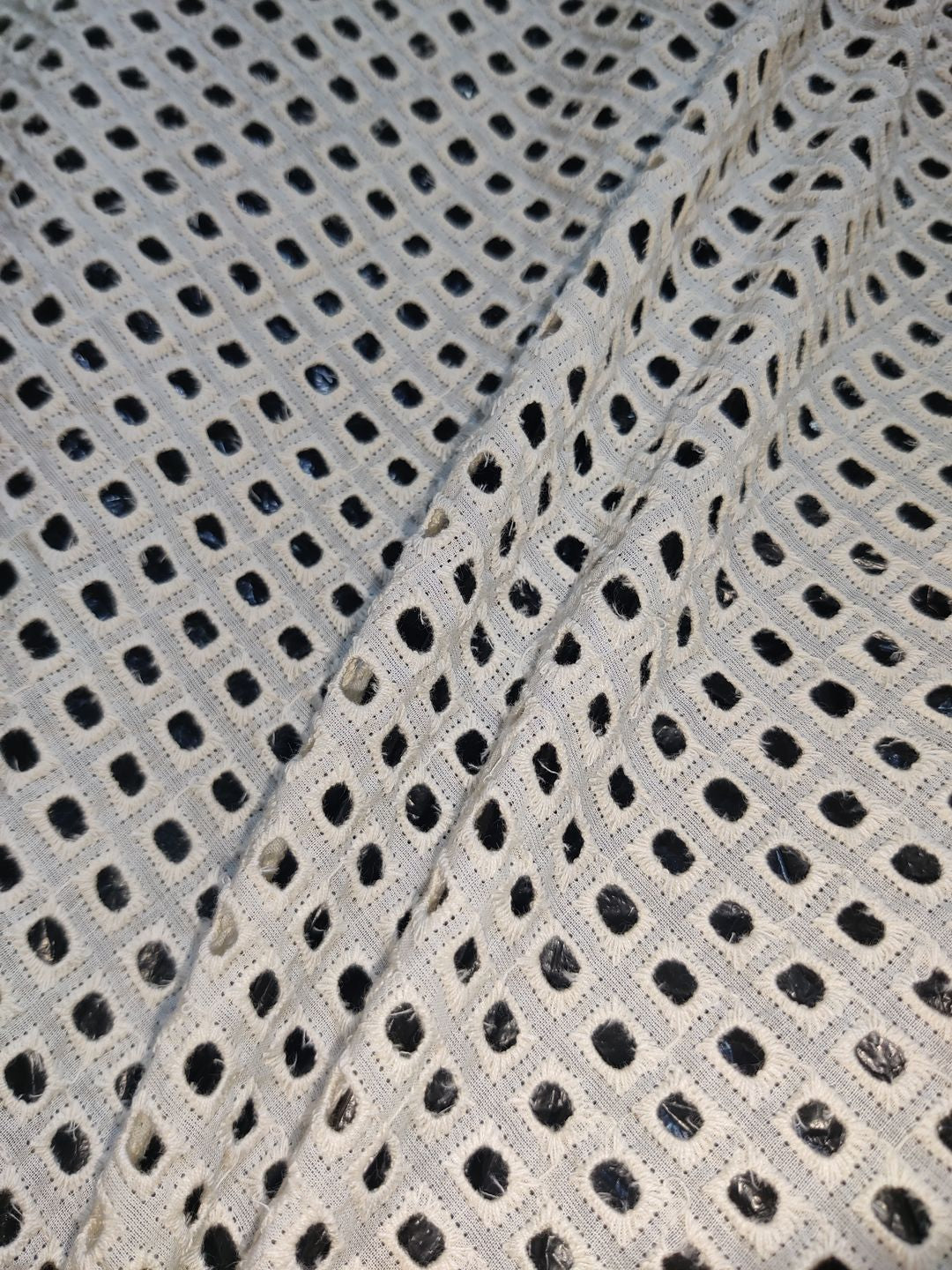 Off-White Box Hole Schiffli Embrooidered Fabric