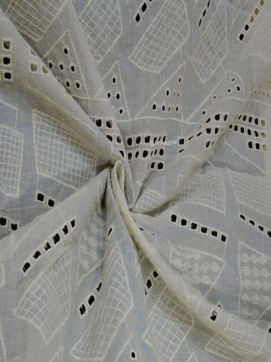 Geometric pattern Schiffli Embroidered Cotton Fabric