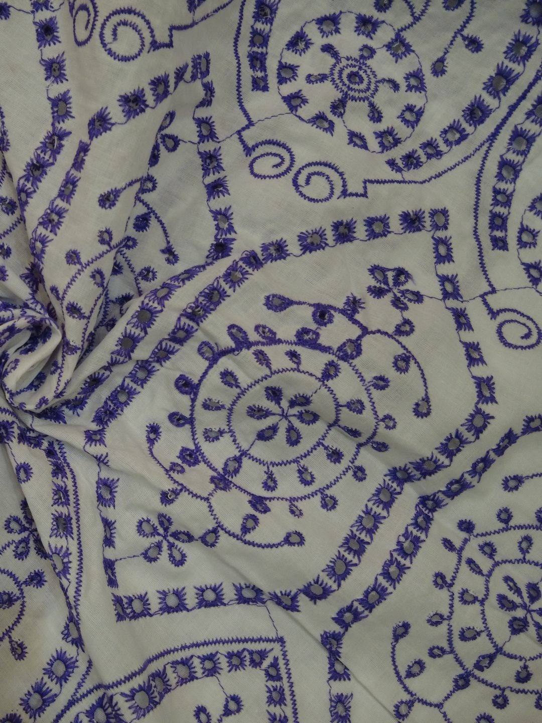 Temple Design Schiffli Embrooidered Fabric