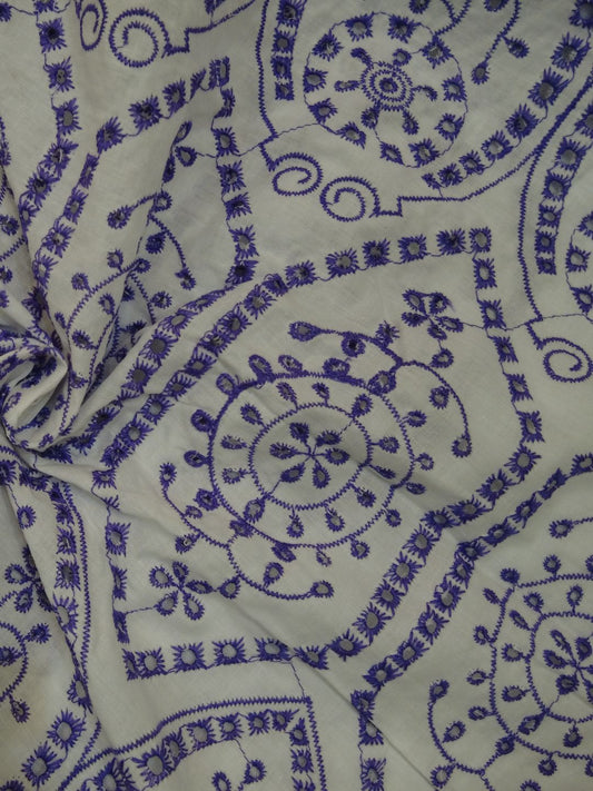 Temple Design Schiffli Embroidered Fabric