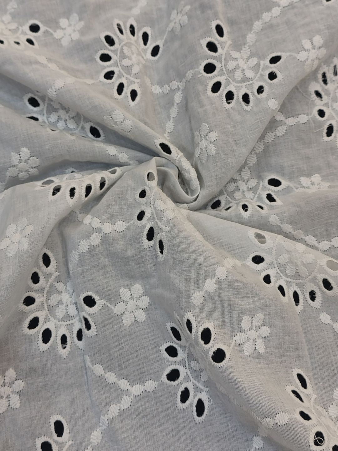 Pansy off-White Schiffli Embroidered Fabric