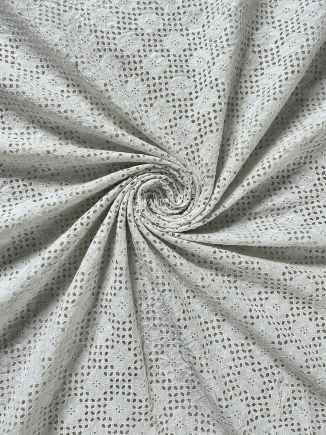 Soft Bloom kora Schiffli Embroidered Cotton Fabric