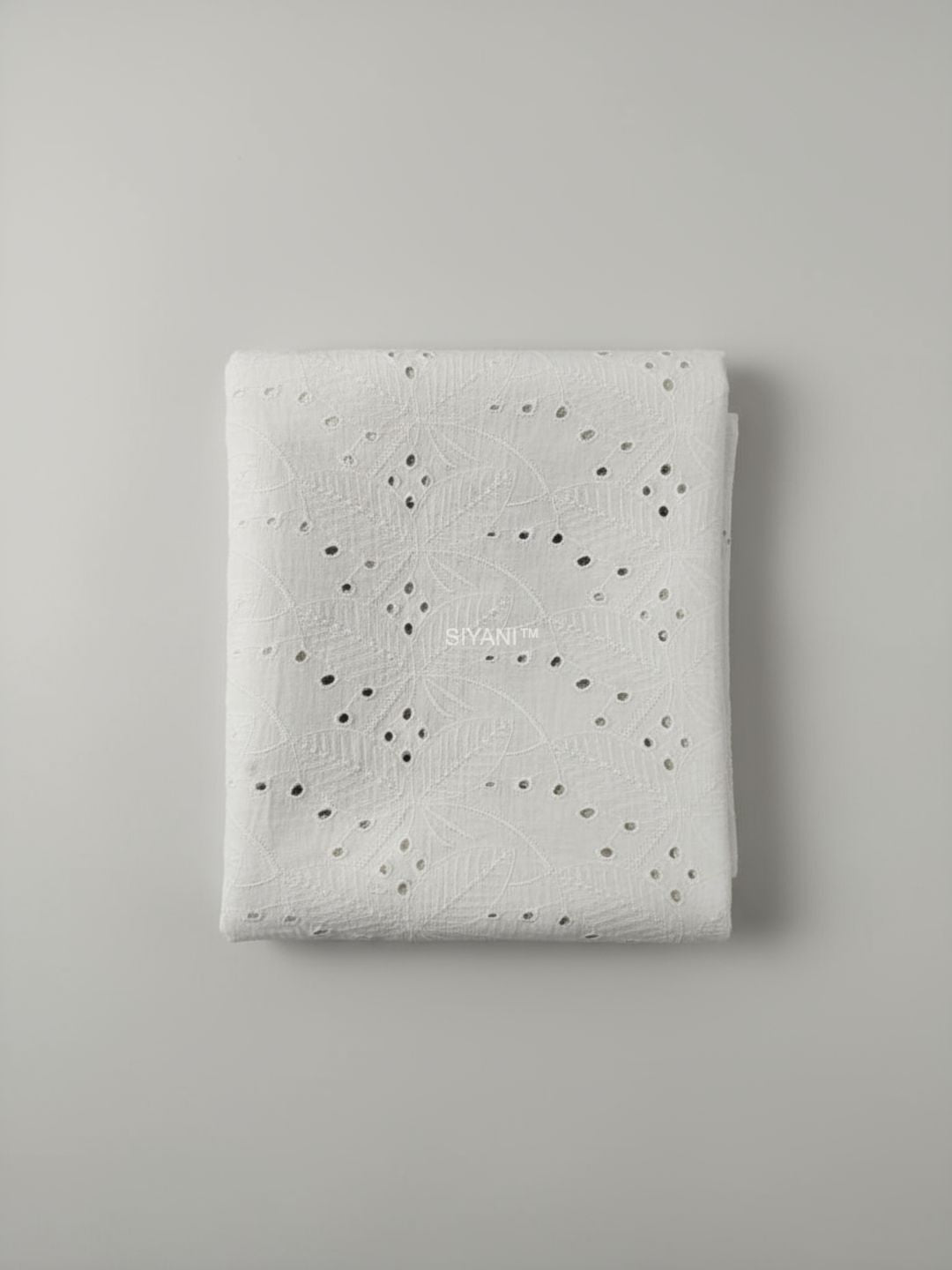 Leaf Pattern Schiffli Embroidered Cotton Fabric