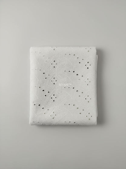 Leaf Pattern Schiffli Embroidered Cotton Fabric