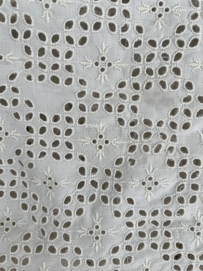 Soft Bloom kora Schiffli Embroidered Cotton Fabric