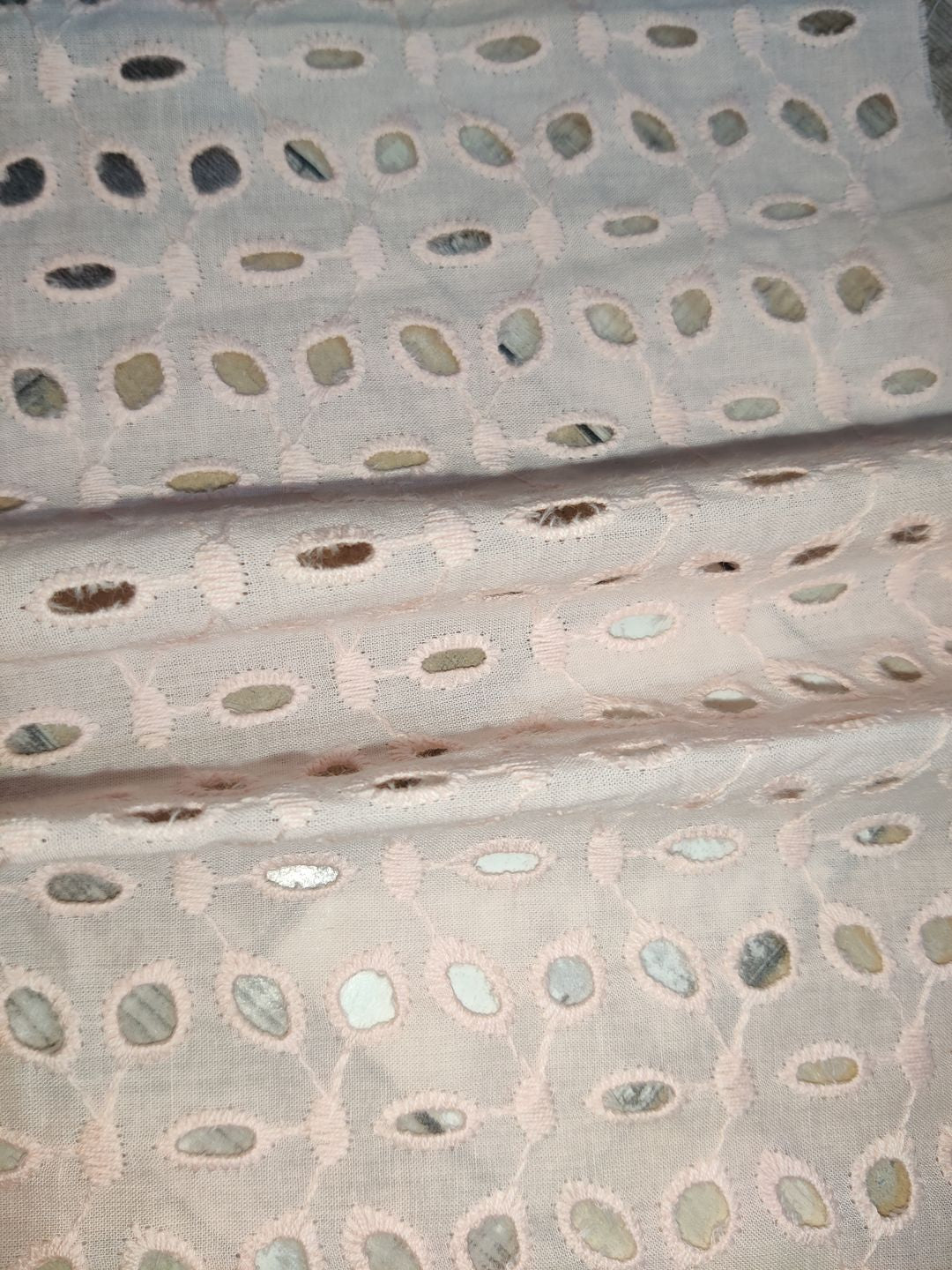 Light pink Schiffli Embroidered Fabric