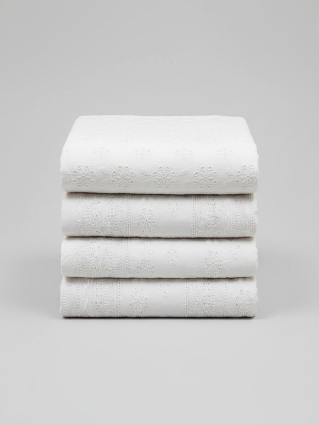 Striped Floral Schiffli Embroidery Pattern Fabric