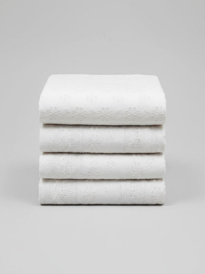 Striped Floral Schiffli Embroidery Pattern Fabric