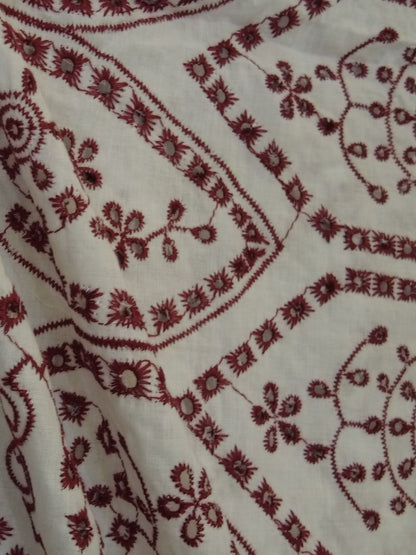 Temple Design Schiffli Embrooidered Fabric