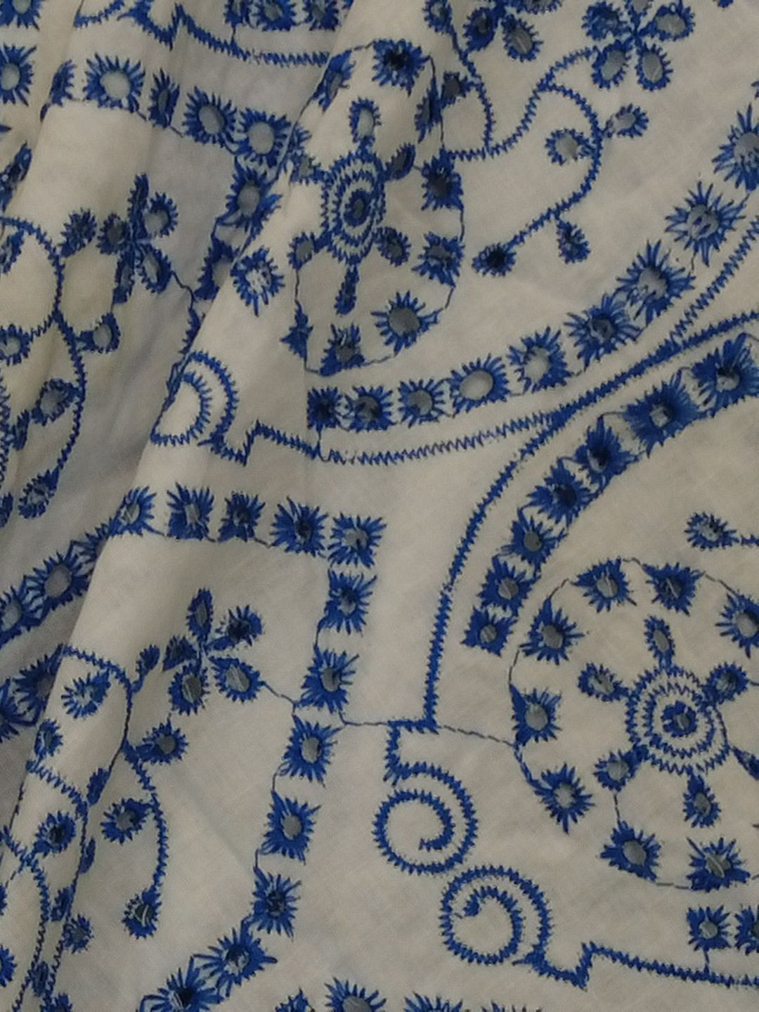 Temple Design Schiffli Embroidered Fabric