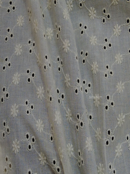 Flower with three pattern schiffli embroidered fabric