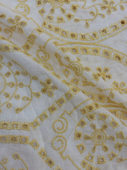 Temple Design Schiffli Embrooidered Fabric