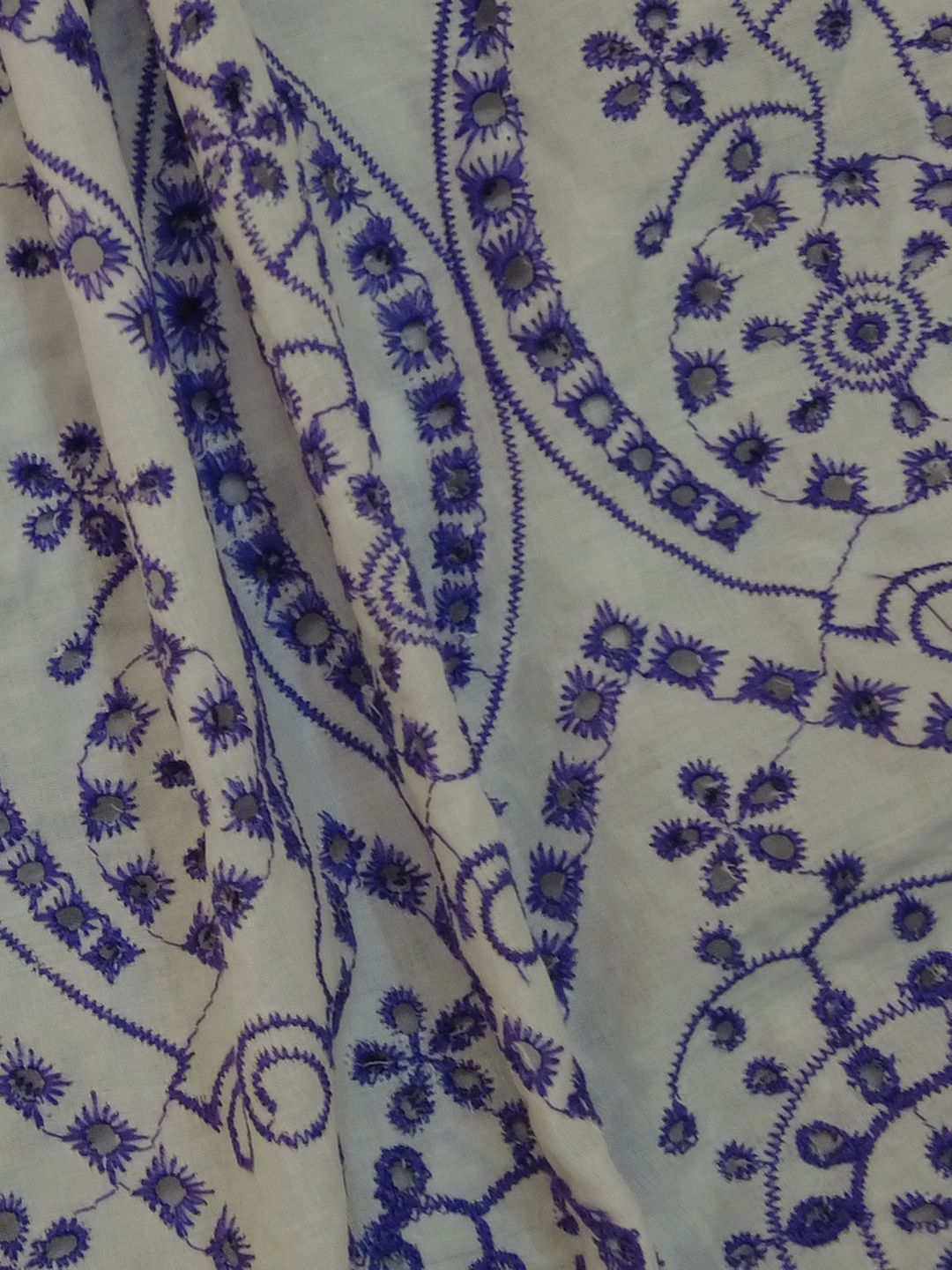 Temple Design Schiffli Embrooidered Fabric