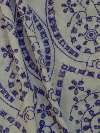 Temple Design Schiffli Embrooidered Fabric