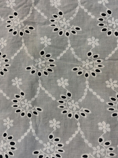 Pansy off-White Schiffli Embroidered Fabric