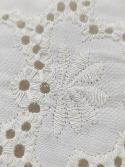 Lotus pattern Schiffli Embroidered Cotton Fabric