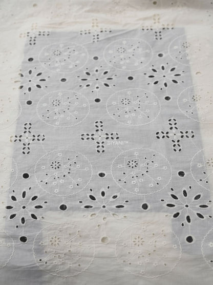 Sun & Shell Cutwork Embroidery Cotton Fabric