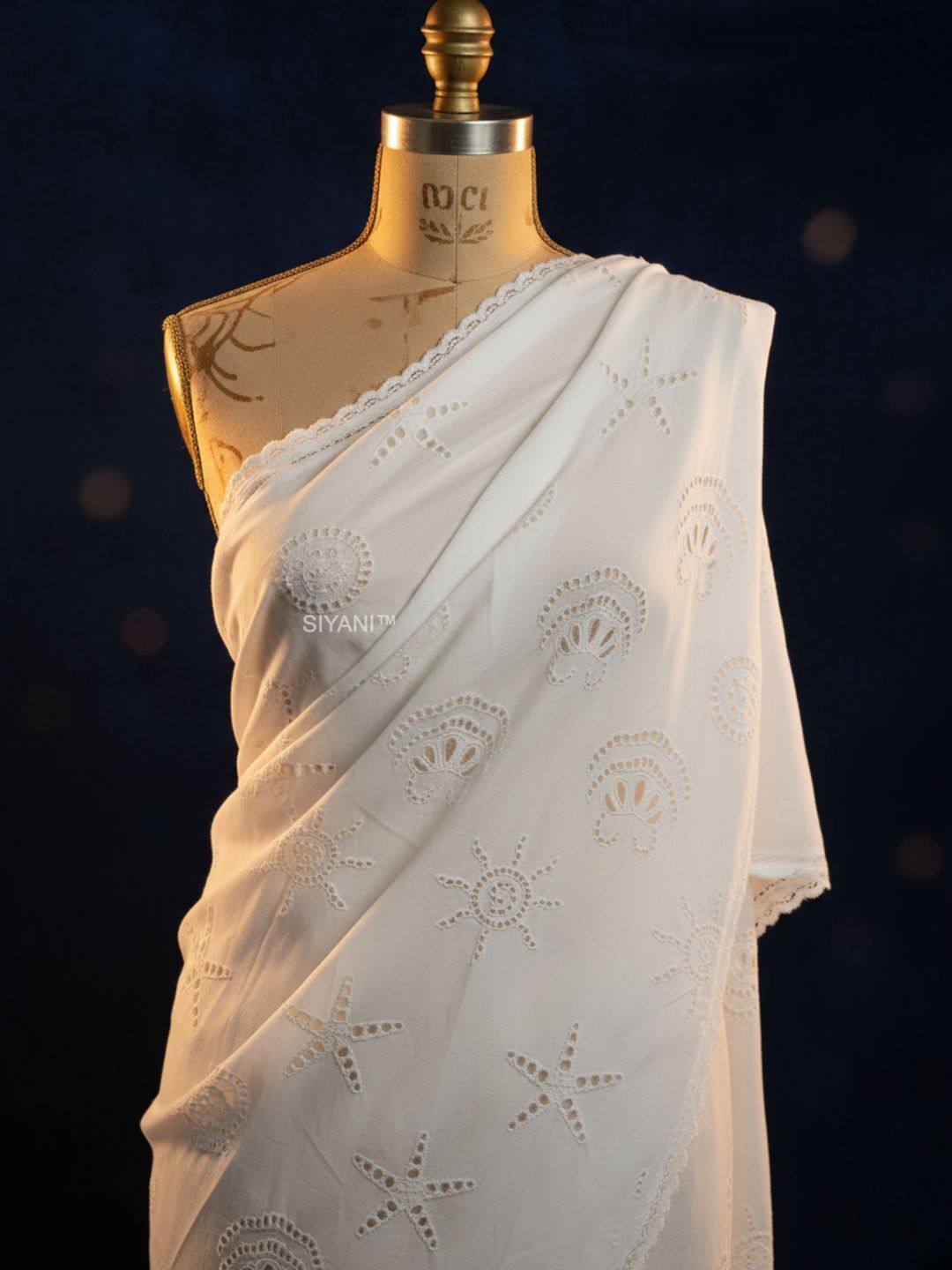Sun & Shell Cutwork Embroidery Cotton Fabric
