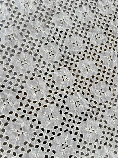 Soft Bloom kora Schiffli Embroidered Cotton Fabric