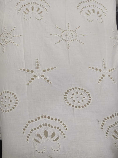 Sun & Shell Cutwork Embroidery Cotton Fabric