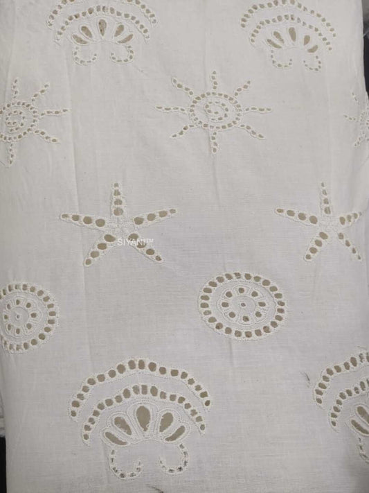 Sun & Shell Cutwork Embroidery Cotton Fabric