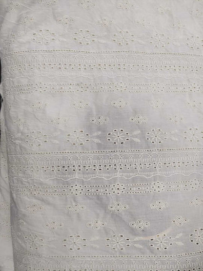 Striped Floral Schiffli Embroidery Pattern Fabric