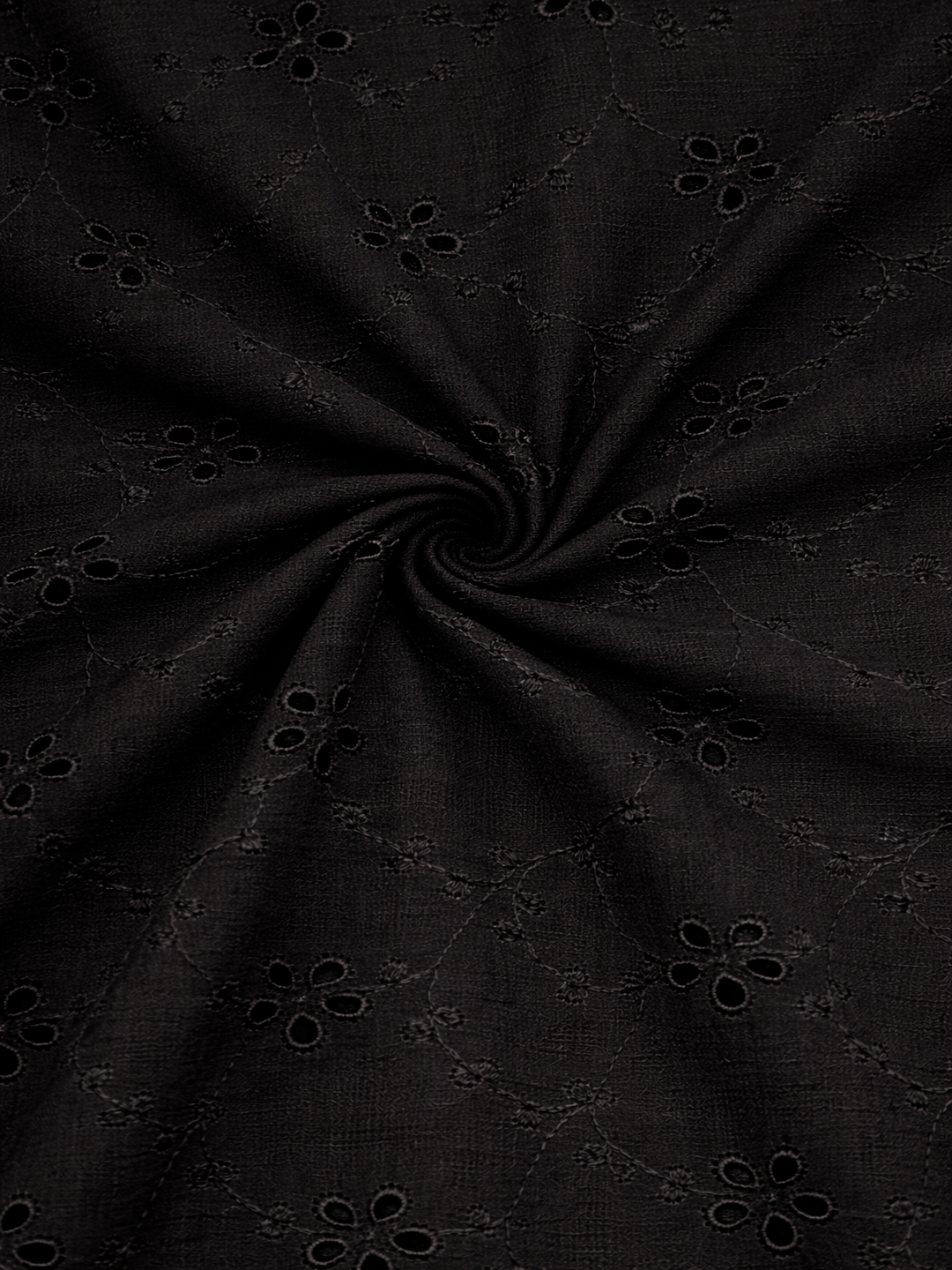 Black Blossom Cotton Embroidered schiffli fabric