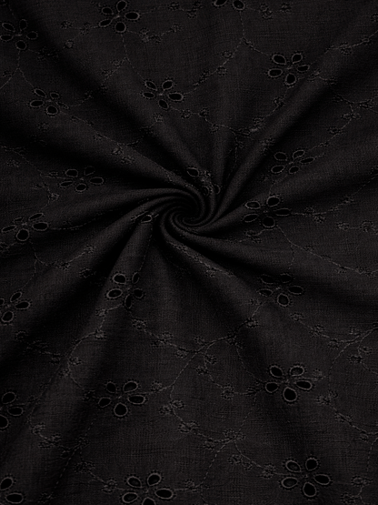 Black Blossom Cotton Embroidered schiffli fabric