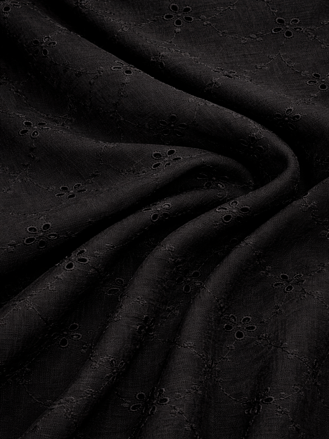 Black Blossom Cotton Embroidered schiffli fabric