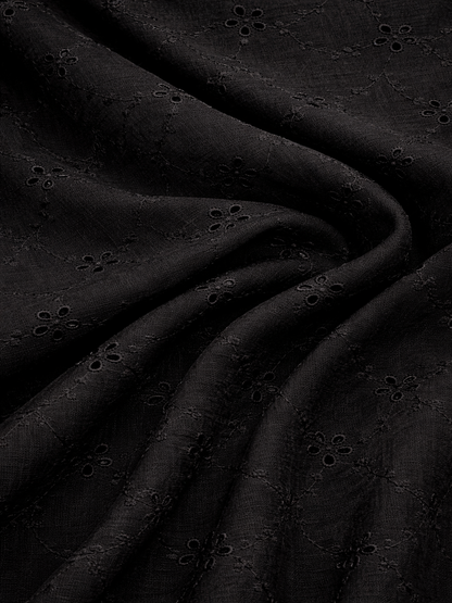 Black Blossom Cotton Embroidered schiffli fabric