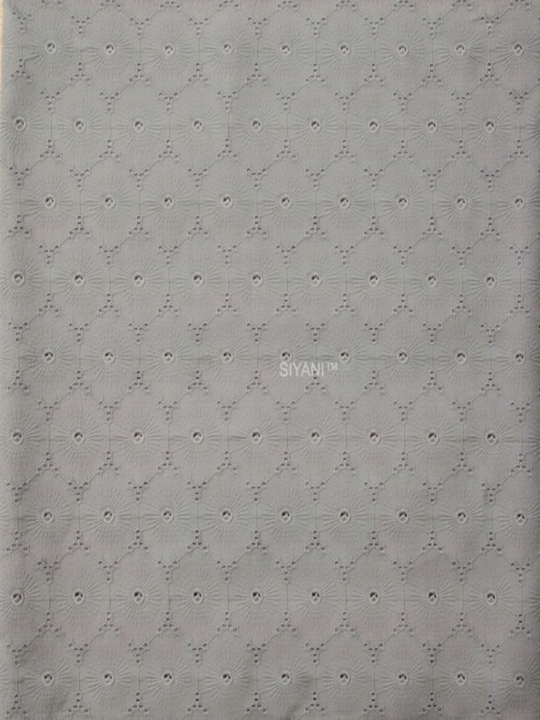 Grey flower pattern schiffli embroidered on pure cotton cambric