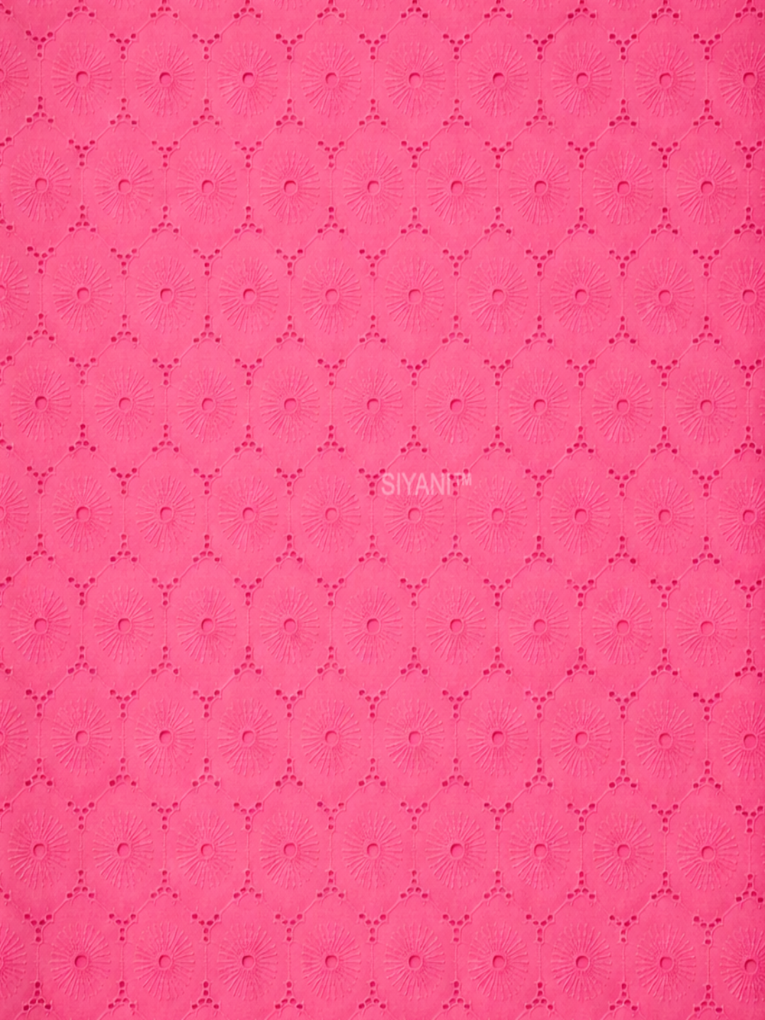 Pink Floral Eyelet Schiffli fabric