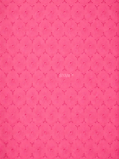 Pink Floral Eyelet Schiffli fabric