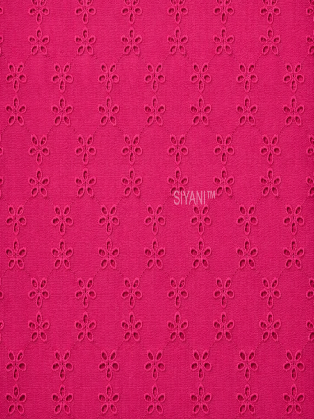 Majanta pink five hole pentagon schiffli fabric