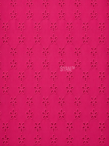 Majanta pink five hole pentagon schiffli fabric