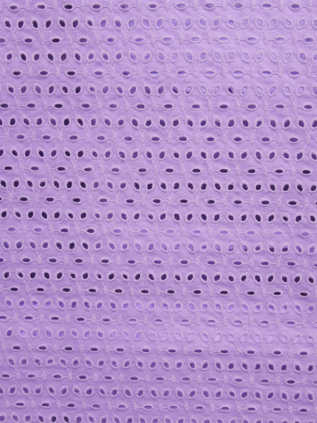 Lavender six hole schiffli embroidered fabric