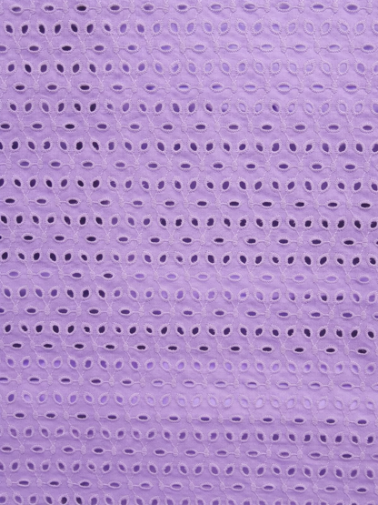 Lavender six hole schiffli embroidered fabric