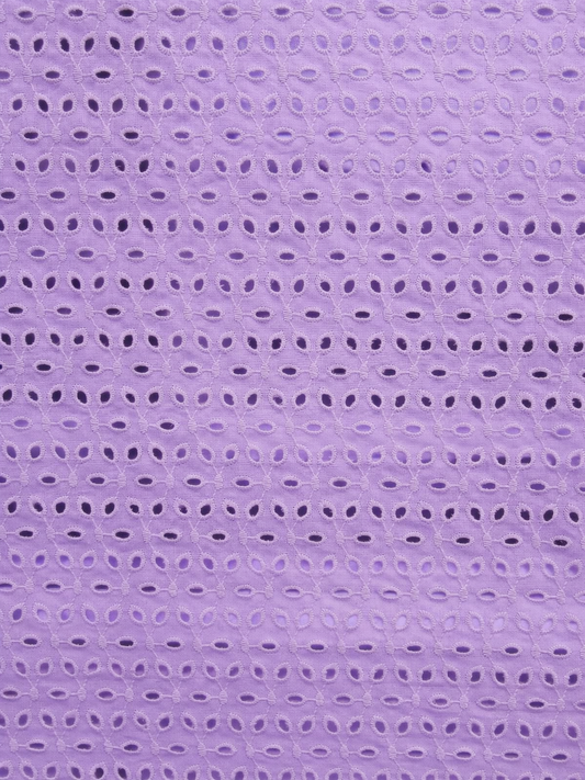 Lavender six hole schiffli embroidered fabric