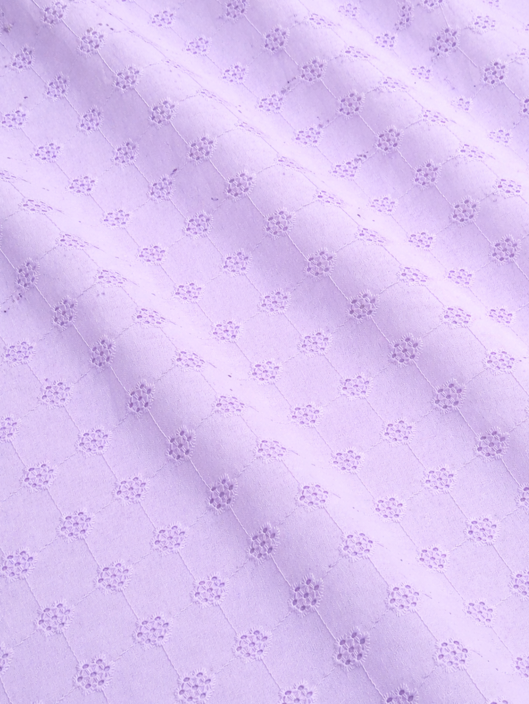 Lavender Daisy schiffli embroidered fabric