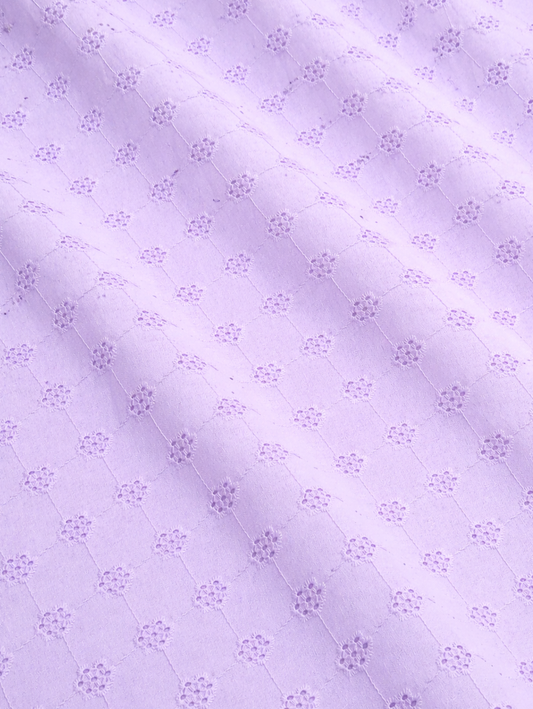 Lavender Daisy schiffli embroidered fabric