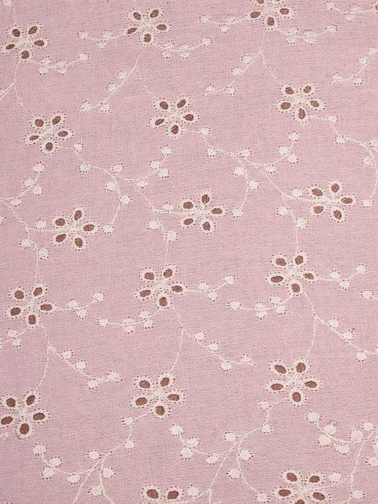 Pink Blush Blossom Cotton Embroidered schiffli fabric