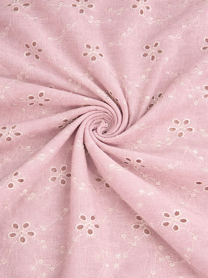 Pink Blush Blossom Cotton Embroidered schiffli fabric