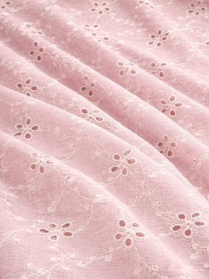 Pink Blush Blossom Cotton Embroidered schiffli fabric