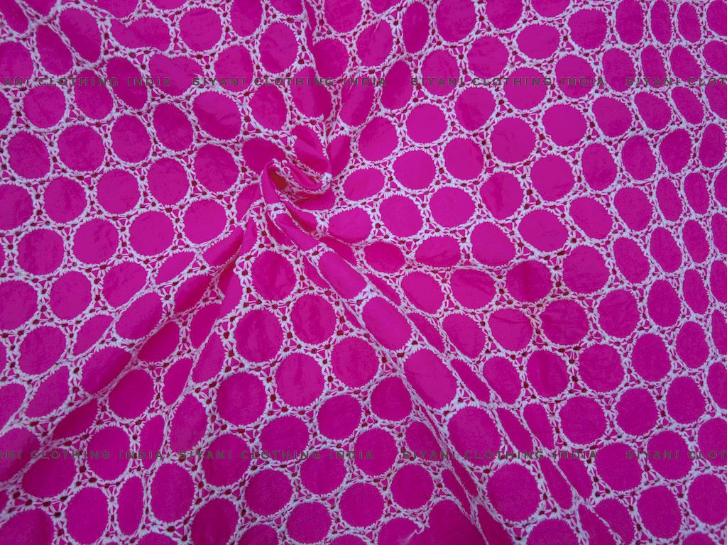 Siyani Rani Pink Football Pattern Schiffli Embroidered Fabric