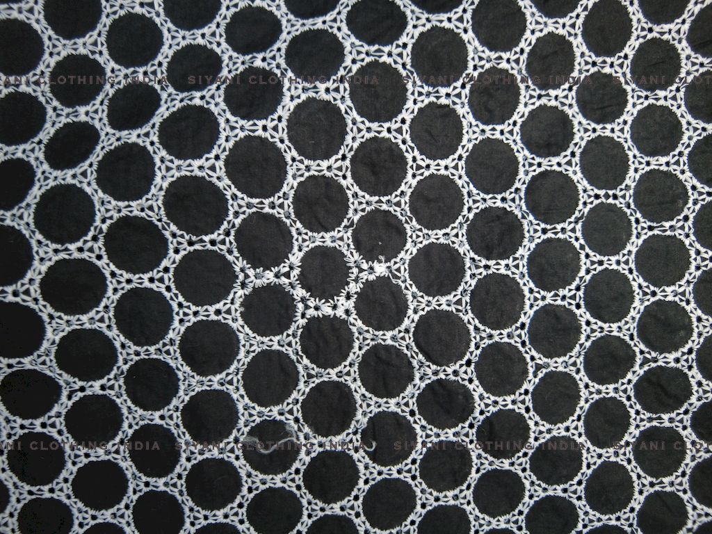 Black Football Pattern Schiffli Embroidered Fabric