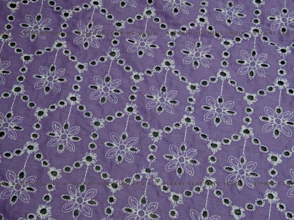 Levender Floral Lacknavi Schiffli Embroidered Fabric