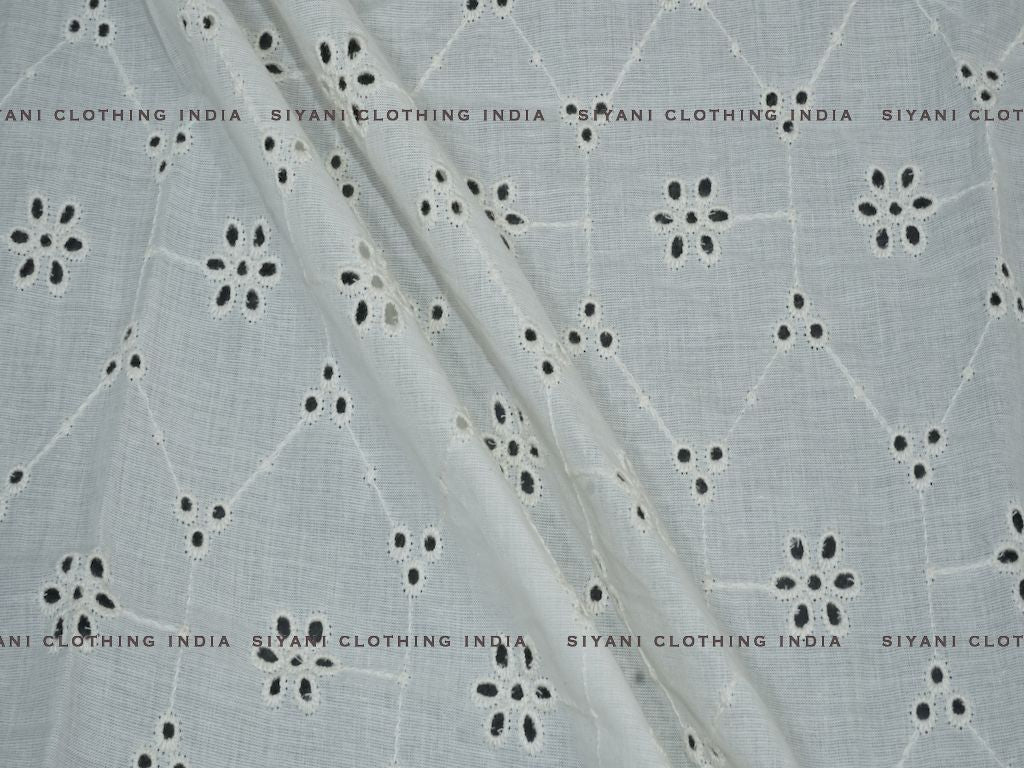 Kora Cotton Dyeable Panta Floral Chikankari Embroidered Fabric