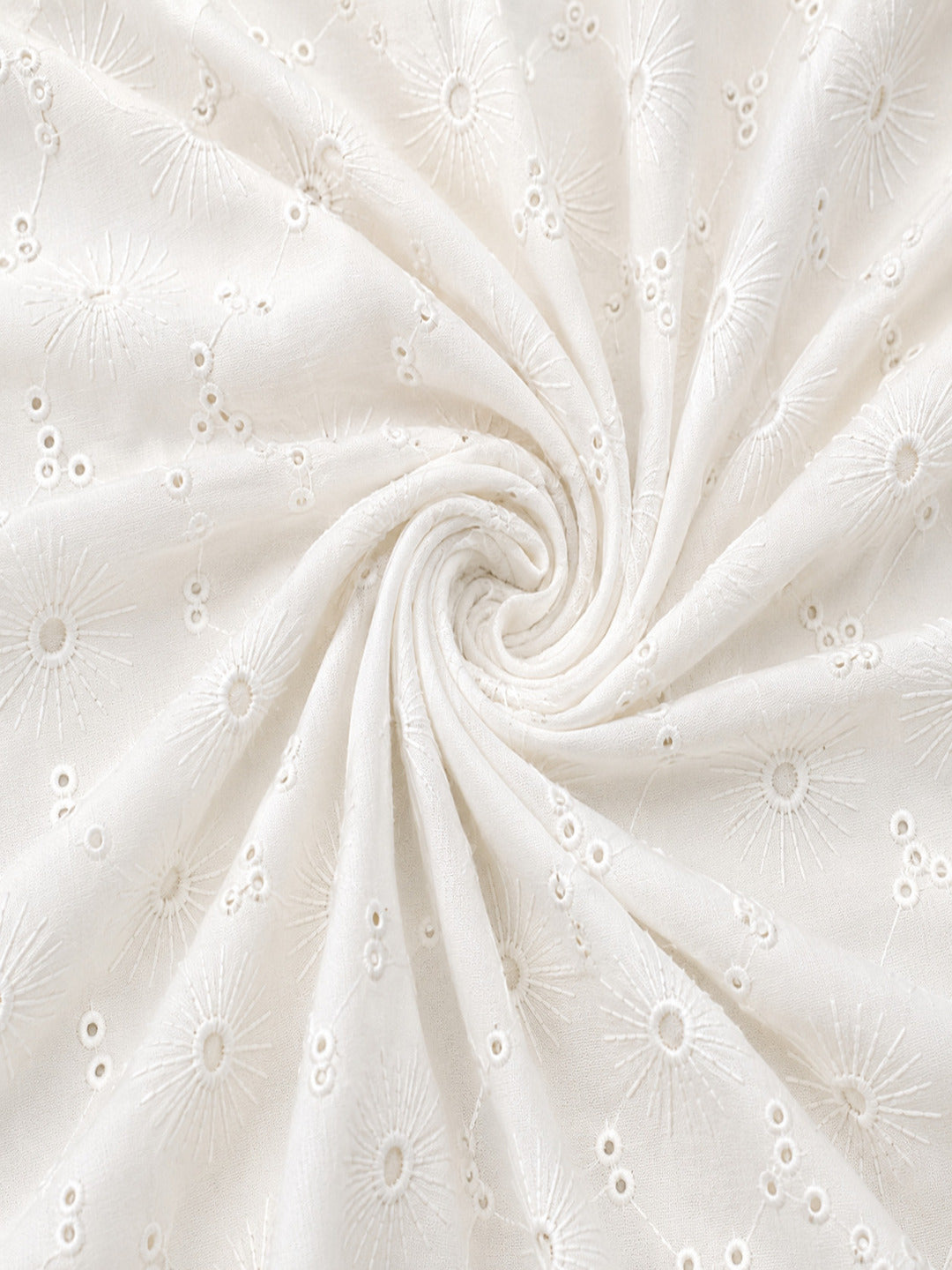Off White Floral Eyelet Schiffli fabric