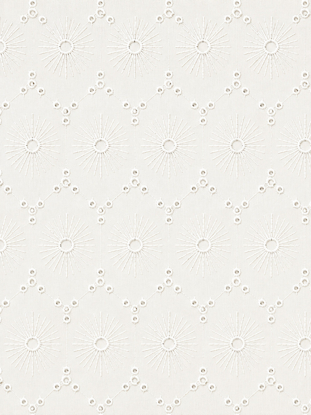 Off White Floral Eyelet Schiffli fabric