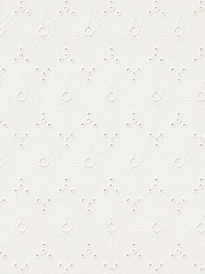 Off White Floral Eyelet Schiffli fabric